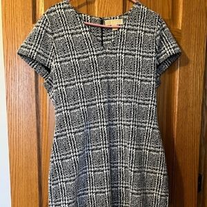 Michael Kors Black and White Plaid Midi Dress